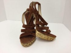 CASADEI - a pair of ladies brown suede heeled shoes