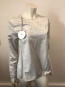 STROM - a silver/grey silk sleeved top, size XS