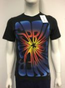 ADAM KIMMEL - a ladies black top with print to the front, size small