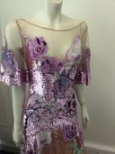 TEMPERLEY LONDON - as ladies floral lavender sequin mesh dress, size 8