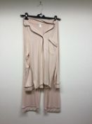 EBERJEY - a ladies pink pyjama set with black piping edge, size large