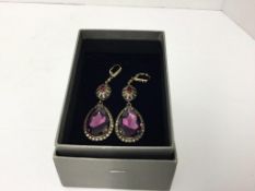 ALEXANDER McQUEEN - a pair of purple and gold teardrop earrings