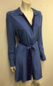 DIANE VAN FURSTENBERG - a ladies blue dress with detailed neck line, size 12