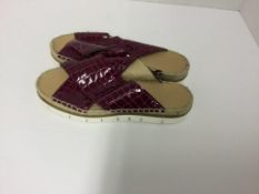 COMFORT LIGHT - a pair of ladies purple wedge heeled espadrilles, size 39
