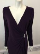 RALPH LAUREN - a ladies purple dress with brooch, size 12