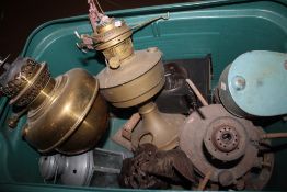 A COLLECTION OF VINTAGE OIL LAMPS