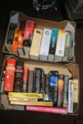TWO BOXES OF NOVELS ETC.