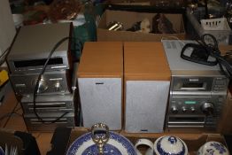 A SONY MINI HI-FI TOGETHER WITH A TECHNICS STACKING SYSTEM