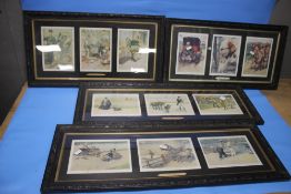 A SELECTION OF FRAMED COMICAL PRINTS
