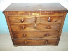 AN ANTIQUE MAHOGANY CHEST OF DRAWERS, TWO OVER THREE