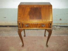 QUEEN ANN STYLE WRITING BUREAU WITH INLAID LEATHER