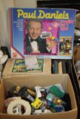 A QUANTITY OF DIE CAST VEHICLES, A PAUL DANIELS MAGIC SET