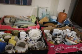 FOUR TRAYS OF CERAMICS (TRAYS NOT INCLUDED)