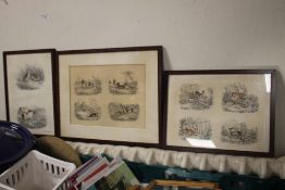 THREE FRAMED HUNTING PRINTS to include a lithograph by W. & J. O. Clerk after Edward Lacey frame
