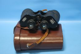 CARL ZEISS, JENA JENOPTEM 10 X 50 BINOCULARS, in fitted brown leather case