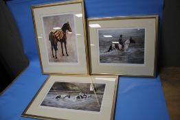 THREE FRAMED AND GLAZED LIMITED EDITION PRINTS DEPICTING HORSES BY ALISON WILSON