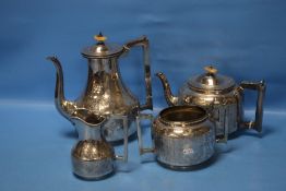 A WHITE METAL TEA SET