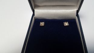 18 CT WHITE GOLD FOUR CLAW SET RBC DIAMOND STUDS, BOXED, DIAMONDS 1.06 CT