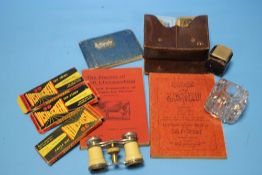A TRAY OF COLLECTABLES AND EPHEMERA ETC, to include an Egyptian Arabic manual, playing cards etc