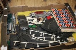 FIVE UNBOXED 1:18 SCALE CARS BY FRANKLIN MINT, SCHARAK ETC., A/F together with a part vintage