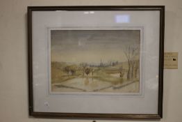 A FRAMED AND GLAZED WATERCOLOUR RURAL SCENE SIGNED J. GEMMELL