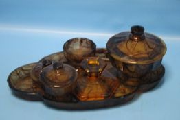 SMOKEY GLASS DRESSING TABLE SET