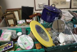 FOUR TRAYS OF ASSORTED SUNDRIES, CERAMICS ETC. (TRAYS NOT INCLUDED)