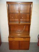 A RETRO TEAK NARROW WALL DISPLAY UNIT, W 81 CM