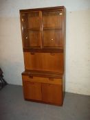 A RETRO TEAK NARROW WALL DISPLAY DRINKS CABINET, W 81 CM