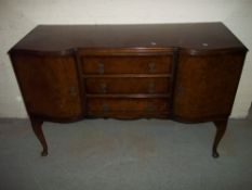 A BURR WALNUT SIDEBOARD MADE BY HEIRLOOM, L 139 CM