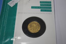 A VICTORIAN 1854 SHIELD BACK SOVEREIGN IN ROYAL MINT COLLECTORS SERVICES PACKET.