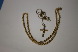A 9 CT GOLD CRUCIFIX ON CHAIN ALONG WITH A 9 CT GOLD ROPE CHAIN, W 10 g
