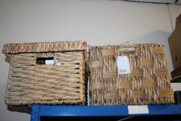 TWO WICKER STORAGE BASKETS