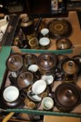 TWO BOXES OF MAINLY DENBY 'ARABESQUE' TEA & DINNERWARE (TRAYS NOT INCLUDED)
