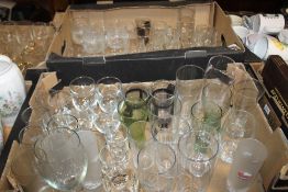 THREE TRAYS OF GLASSWARE (TRAYS NOT INCLUDED)