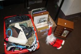 A QUANTITY OF HANDBAGS, JEWELLERY CABINETS ETC.