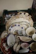TWO TRAYS OF CERAMICS TO INCLUDE MEAKIN, COALPORT ETC. (TRAYS NOT INCLUDED)