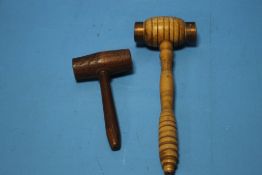 TWO WOODEN GAVELS