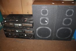 A SONY STACKING SYSTEM WITH TURNTABLE AND SPEAKERS