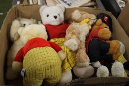 A RUPERT BEAR AND OTHER VINTAGE SOFT TOYS and a small quantity of Rupert Annuals