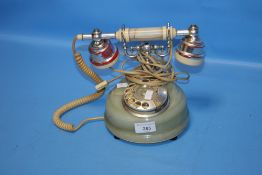 A VINTAGE ONYX TELEPHONE CONVERTED FOR USE