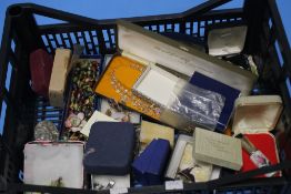 A TRAY OF COSTUME JEWELLERY