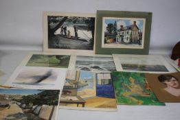 ORIGINAL ARTWORK - OIL PAINTINGS, WATERCOLOURS ETC., to include a watercolour of a blue door showing
