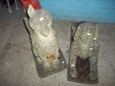 TWO LARGE CONCRETE GARDEN STATUES, MYTHICAL STYLE