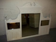 A PAINTED OVER MANTEL TRIPLE MIRROR