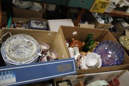 TWO BOXES OF CERAMICS AND GLASSWARE