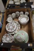 A TRAY OF MAINLY STAFFORDSHIRE CHINA - HUNTING SCENE (TRAY NOT INCLUDED)