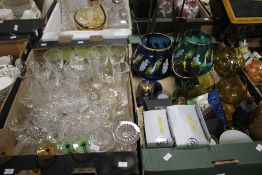 TWO TRAYS OF MAINLY GLASSWARE (TRAYS NOT INCLUDED)