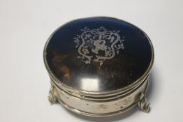 A HALLMARKED SILVER AND TORTOISESHELL BOX