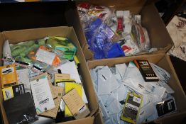 THREE BOXES OF MAINLY NEW ITEMS TO INCLUDE EYE SHADES, PHONE CASES, SCREEN PROTECTORS ETC.